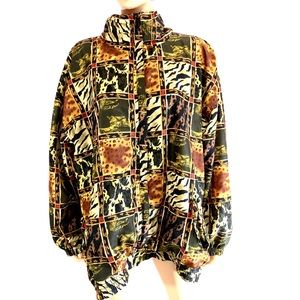 EVR Vintage Animal Print Windbreaker Jacket 2X